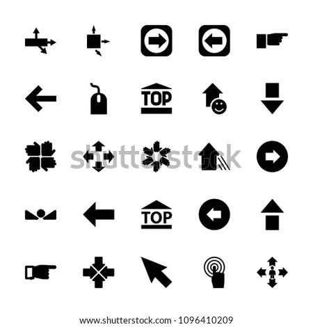 Cursor icon. collection of 25 cursor filled icons such as arrow left, arrow right, pointing, mouse, pointer, move, hands. editable cursor icons for web and mobile.