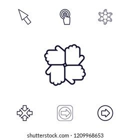 Cursor icon. collection of 7 cursor outline icons such as arrow right, move, hands, touchscreen. editable cursor icons for web and mobile.
