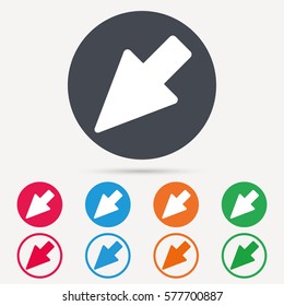 Cursor icon. Computer position marker symbol. Round circle buttons. Colored flat web icons. Vector