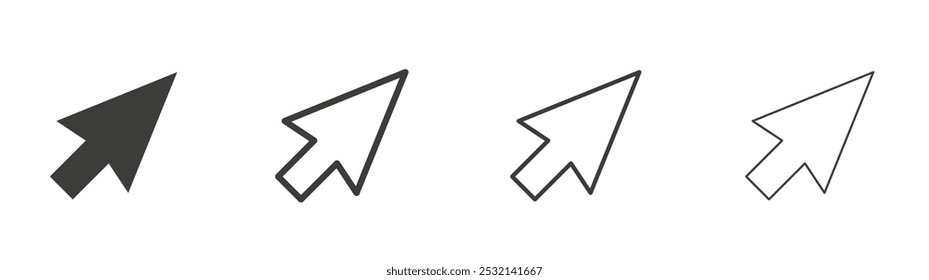 Cursor icon in fill and three stroke sizes