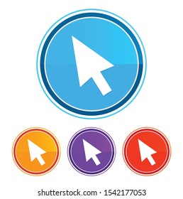 Cursor icon flat design round buttons set illustration design isolated on white background