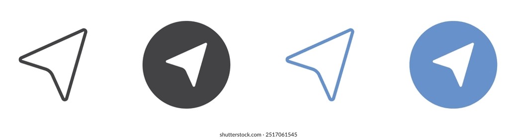 Cursor icon flat line symbol set.