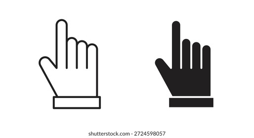 Cursor icon glyph and line set thin line symbol concept.