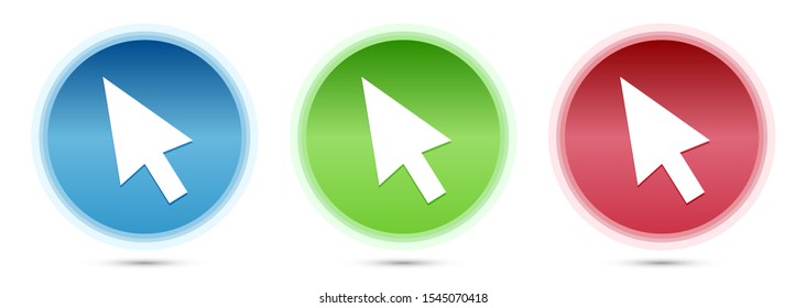 Cursor icon isolated on glass round buttons set illustration