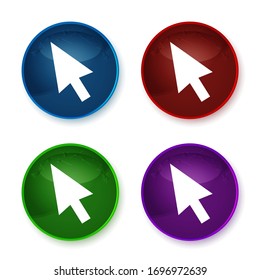 Cursor icon isolated on shiny round buttons set illustration