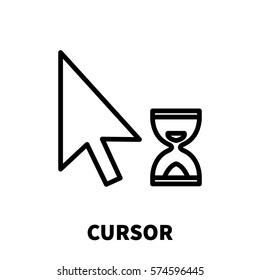 Cursor icon or logo in modern line style. High quality black outline pictogram for web site design and mobile apps. Vector illustration on a white background.