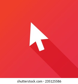 Cursor icon. Modern design flat style icon with long shadow effect