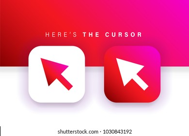 Cursor icon. Mouse icon. Arrow icon. Square contained. Use for brand logo, application, ux/ui, web. Red design. Compatible with jpg, png, eps, ai, cdr, svg, pdf, ico, gif.