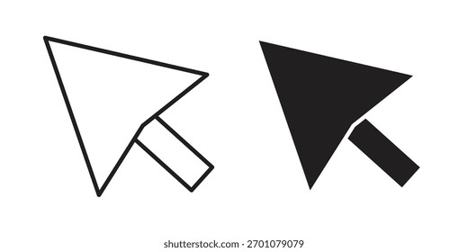 Símbolo de concepto de contorno de icono de cursor con trazo editable en blanco
