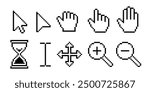 Cursor icon pixel. Computer pixel cursor.