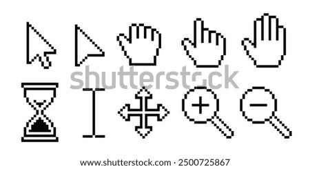 Cursor icon pixel. Computer pixel cursor.