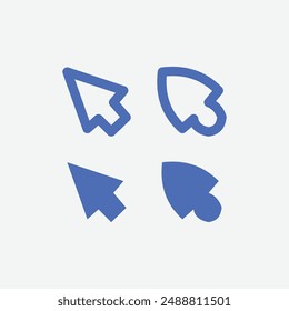 Cursor icon. Pointer symbol. Flat design style eps10. collection of mouse pointer icons, blue arrows with fill and line styles. Illustration design element with an industrial theme