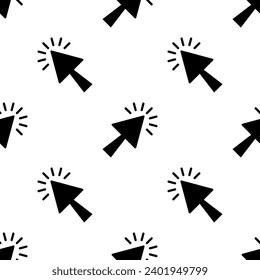 Cursor Icon Seamless Pattern, Computer Cursor Icon, Pointer, User Interface Icon Vector Art Illustration