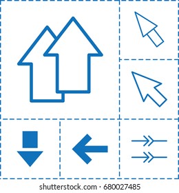 Cursor icon. set of 6 cursor filled and outline icons such as arrow up, pointer, arrow, arrow down