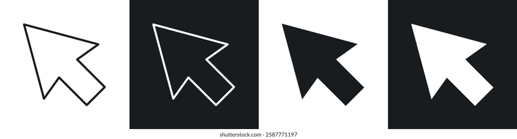 Cursor icon set black and white colors. Graphic Vector icons pack