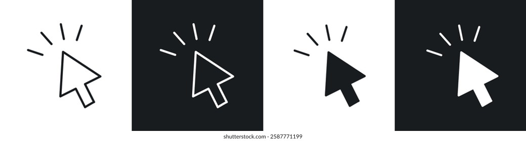 Cursor icon set black and white colors. Graphic Vector icons pack