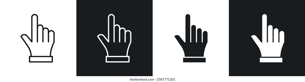 Cursor icon set black and white colors. Graphic Vector icons pack