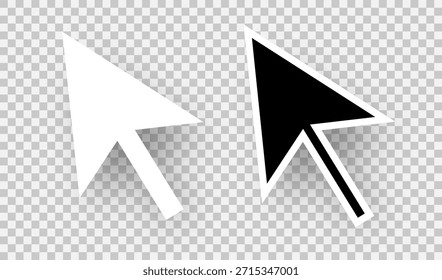 Cursor icon set black white flat style arrow form for interface element, ui, app