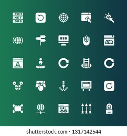 cursor icon set. Collection of 25 filled cursor icons included Regeneration, Arrows, Url, Internet, Resize, Refresh, Website, Pixel, Point, Circular arrow, Shortcut, Pixelated
