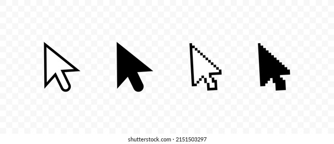 Cursor. Cursor Icon Set Isolated On Transparent Background. Computer Mouse Click Cursor Icons. Mouse Click Cursor Collection. Vector Graphic EPS 10