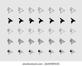 Cursor Icon Set – Minimal Pointer and Click Symbol Vector Design
