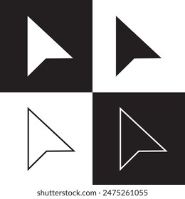 Cursor icon set. mouse click arrow vector symbol. computer pointer sign in black filled and outlined style. isolated on white and black background. EPS 10.