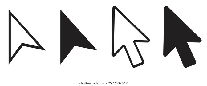 Cursor icon set. Mouse pointer symbol collection. Finger cursor vector illustration. Arrow click sign. Web interface pointer collection.