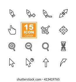 Cursor icon set on white background