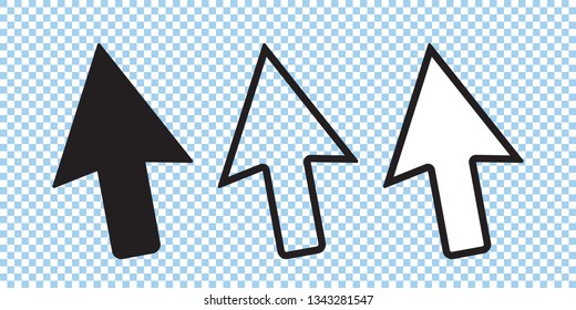 Cursor icon set, vector cursor arrow, black and line icons