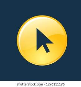 Cursor icon, cursor symbol. Flat vector sign isolated on blue background. Simple vector illustration for graphic and web design.