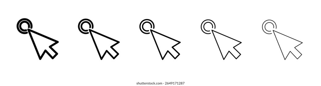 Cursor icon thin outline logo mark set