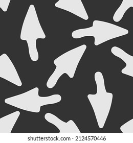 the cursor icon with a triangular arrow. a triangular three-dimensional arrow icon drawn in the style of a doodle with a black outline on white. the arrow shows the direction of movement of the design