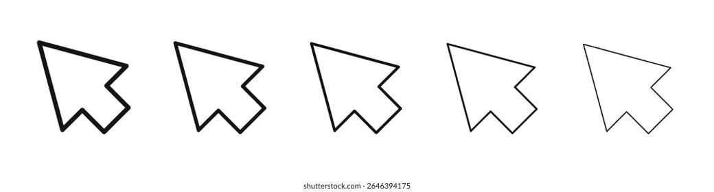Cursor icon vector outline set illustration sign