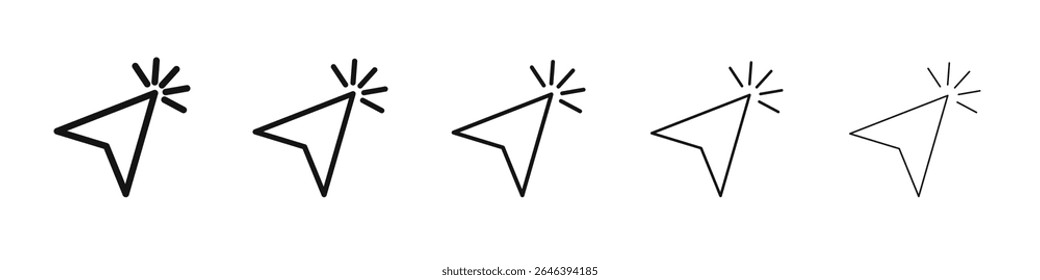 Cursor icon vector outline set illustration sign
