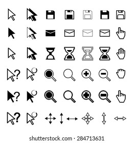 cursor icon vector set. white and black