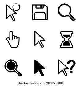 cursor icon vector set. white and black