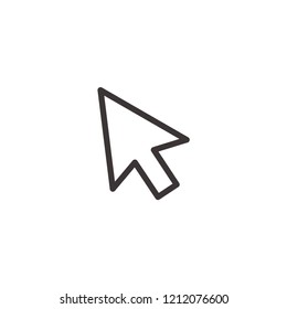 Cursor icon-click, pointer vector line icon, simple linear pictogram