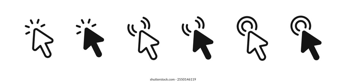 Cursor icons. Computer mouse click cursor icons. Computer mouse pointer symbols. Click icons