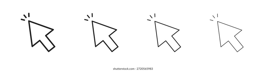 Iconos de cursor diseñados en estilo de contorno, línea y trazo