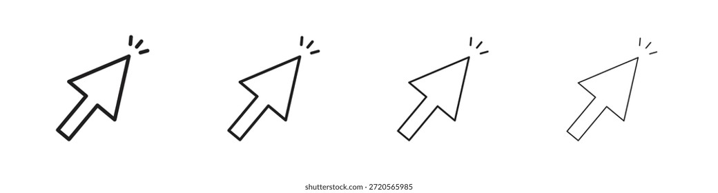 Iconos de cursor diseñados en estilo de contorno, línea y trazo