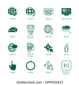 cursor icons. Editable 16 cursor icons. Included icons such as Internet, Website, Pay per click, Mouse, Point of service, Finger, Reload, Backward Button. cursor trendy icons for web.