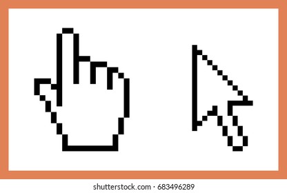 Cursor icons hand arrow pixel vector illustration