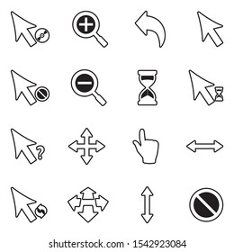 Cursor Icons. Line With Fill Design. Vector Illustration.