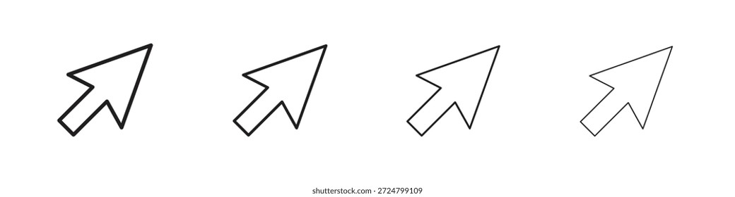 Coleção de vetores de linha de ícones de cursor. Ícone de vetor perfeito de pixel