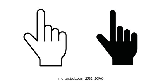Cursor icons pack vectors in black flat and strokes