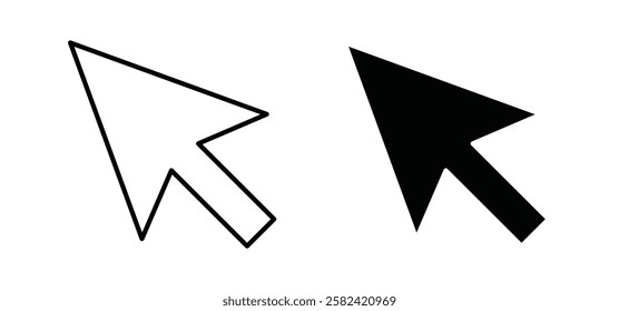 Cursor icons pack vectors in black flat and strokes