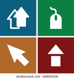 Cursor icons set. set of 4 cursor filled icons such as mouse, arrow up
