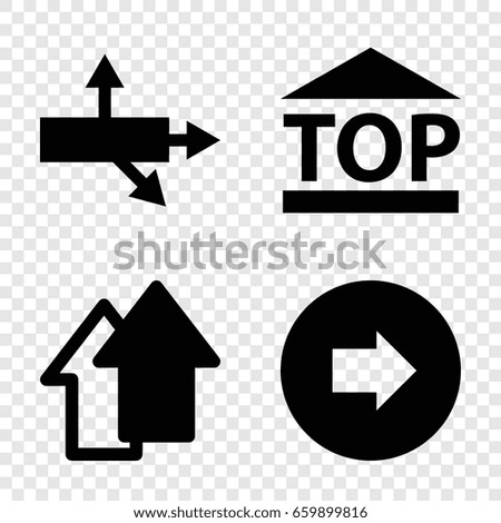 Cursor icons set. set of 4 cursor filled icons such as arrow right, top of cargo box, arrow up