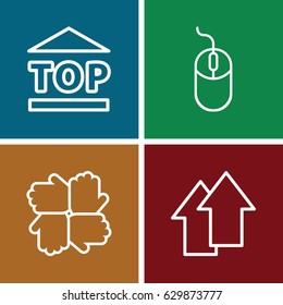 Cursor icons set. set of 4 cursor outline icons such as mouse, top of cargo box, arrow up