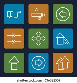 Cursor icons set. set of 9 cursor outline icons such as arrow left, arrow right, pointing